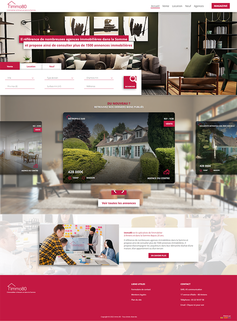 Site internet : Immo80 | Liongency | Agence de communication digitale